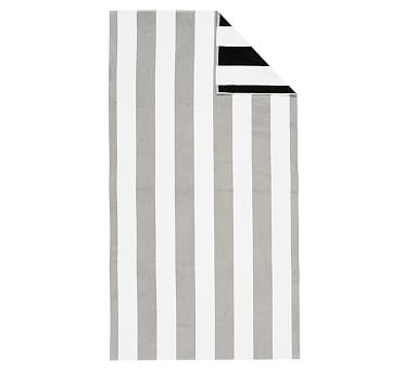 black white striped towels