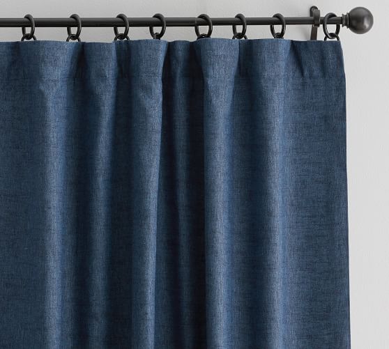 Emery Linen Cotton Rod Pocket Curtain Midnight Denim Pottery Barn Emery Linen Cotton Rod Pocket Curtain