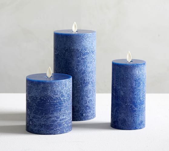 navy pillar candles