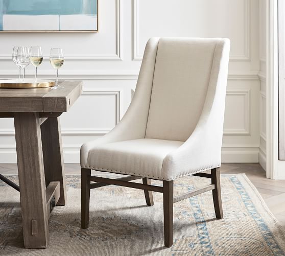 Milan Slope Upholstered Dining Armchair Pottery Barn