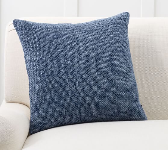 blue linen pillow