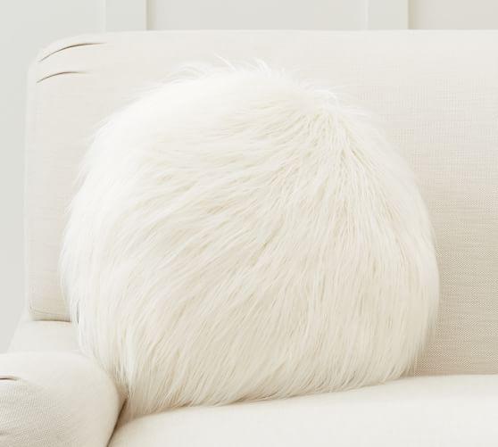 round mongolian fur pillow