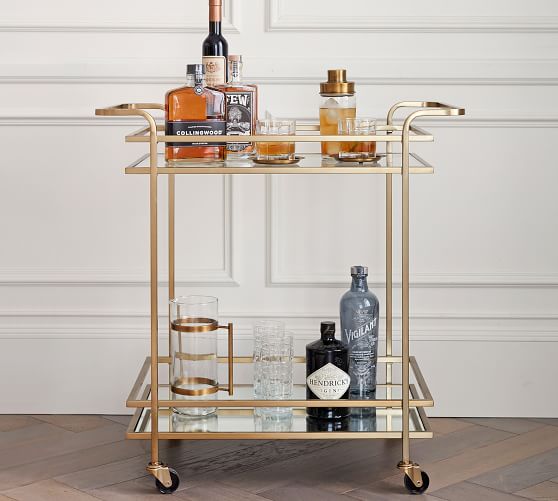 Skylar 29 Metal Bar Cart Pottery Barn