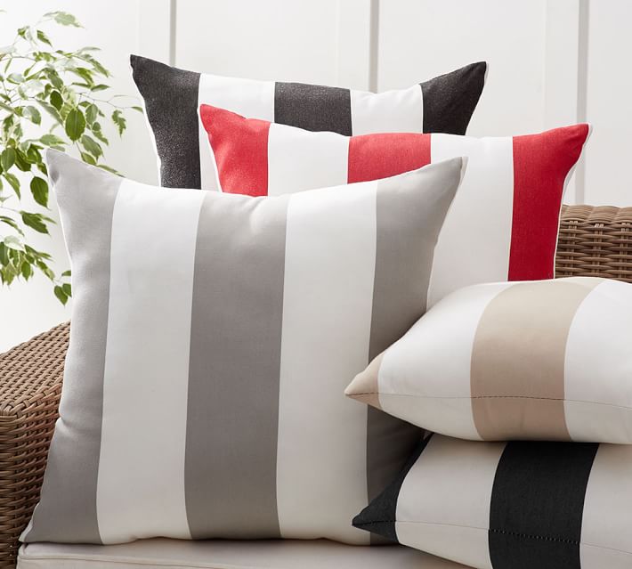 red and white striped outdoor pillows