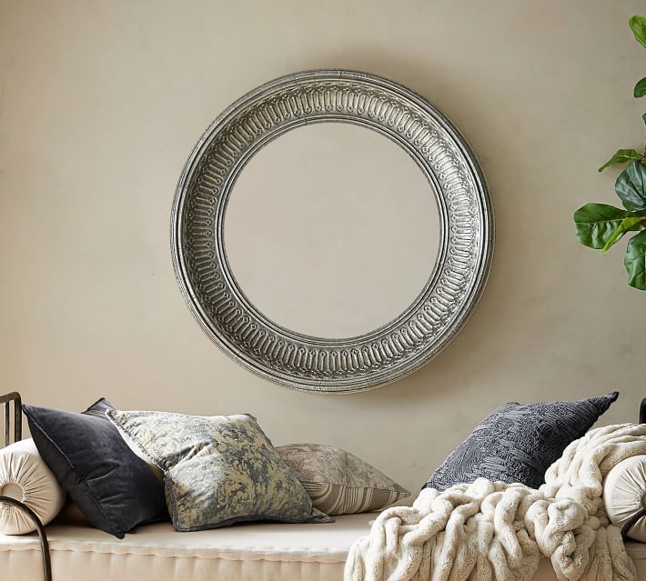 Winslet Galvanized Round Mirror | Pottery Barn