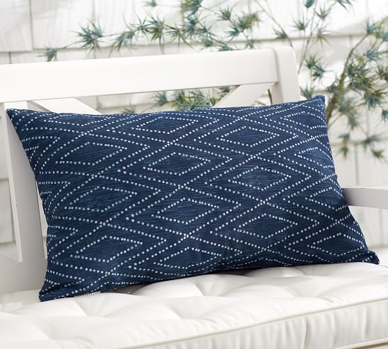 blue ikat lumbar pillow