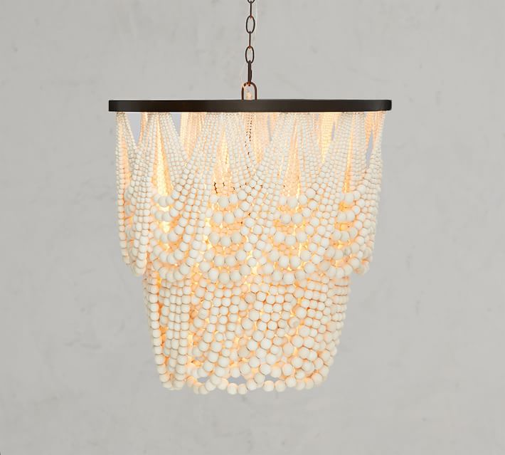 Amelia Wood Bead Chandelier Pottery Barn