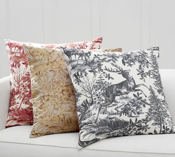 red toile pillows