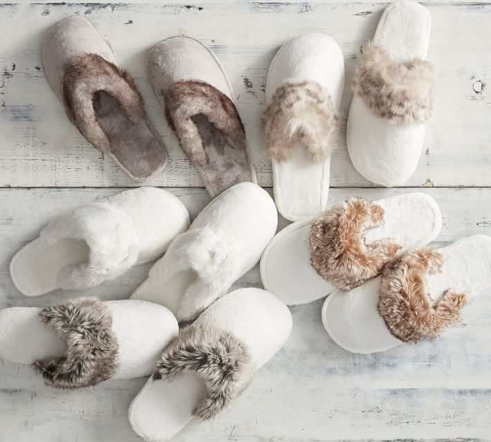 faux fur bedroom slippers