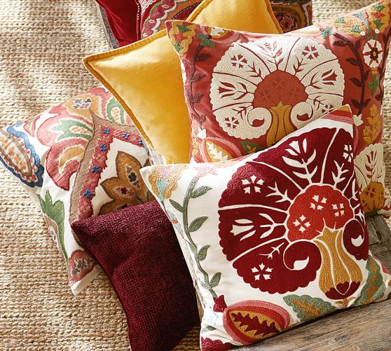 crewel embroidery pillows