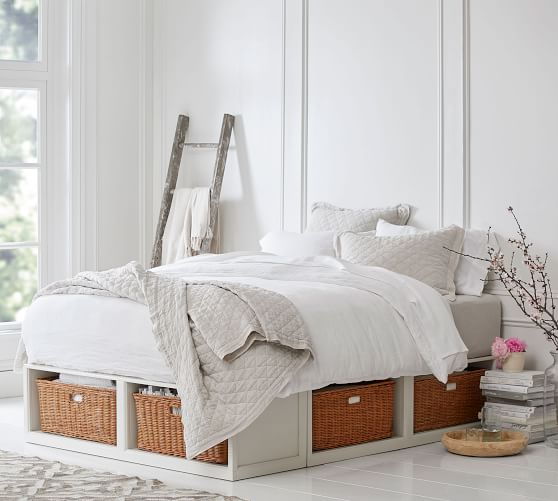 pottery barn twin bed with storage