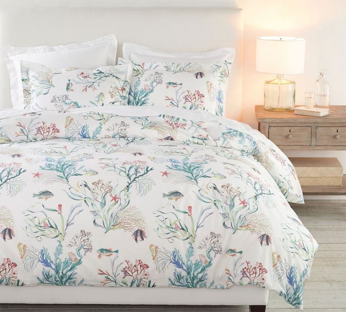 Fisher Coastal Organic Percale Duvet Cover Shams Pottery Barn