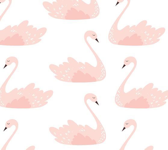 Boho Swan Silver Crown Blush Rose Floral Ivory Pink Wall Decal Sticker Pink Forest Cafe