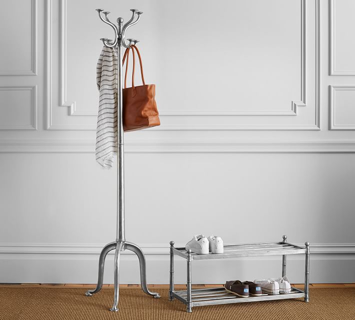 silver coat rack