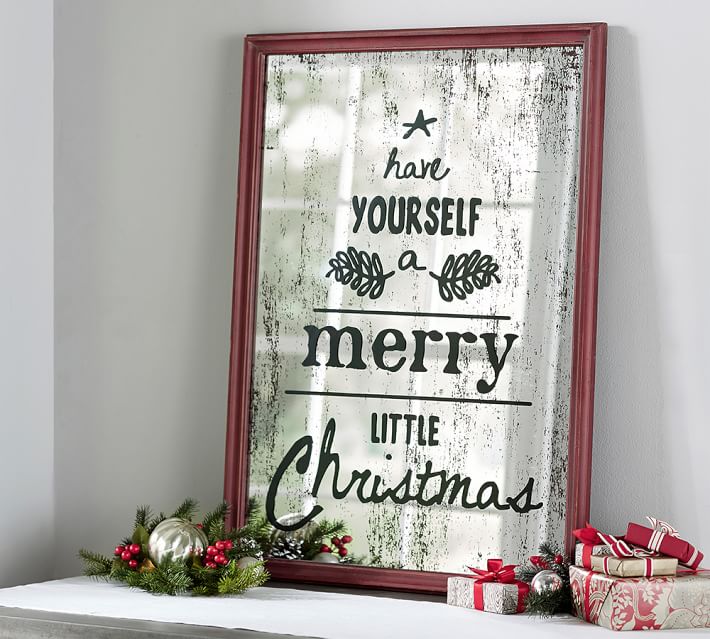 Merry Christmas Mirrored Art | Wall Decor | Pottery Barn