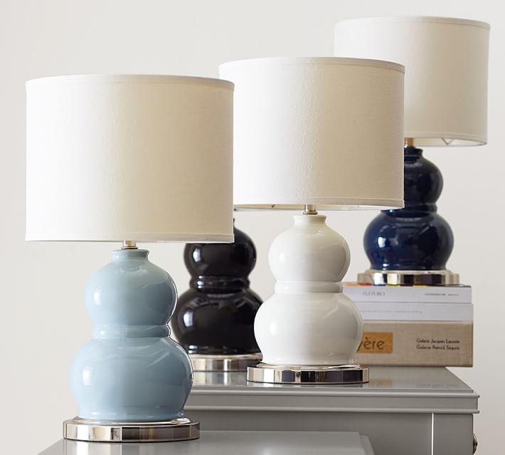 mini blue and white lamp