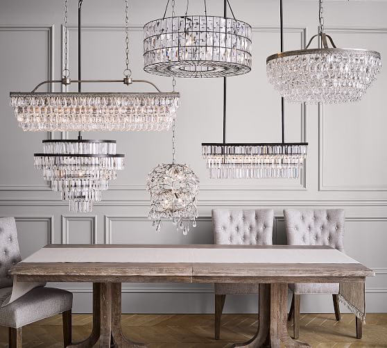 rectangular crystal chandelier dining room