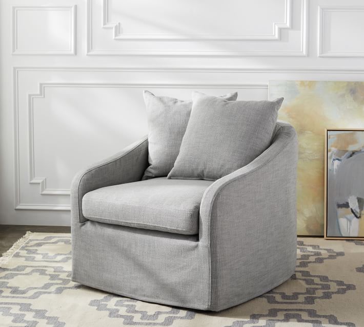 Anniston Upholstered Swivel Armchair Pottery Barn
