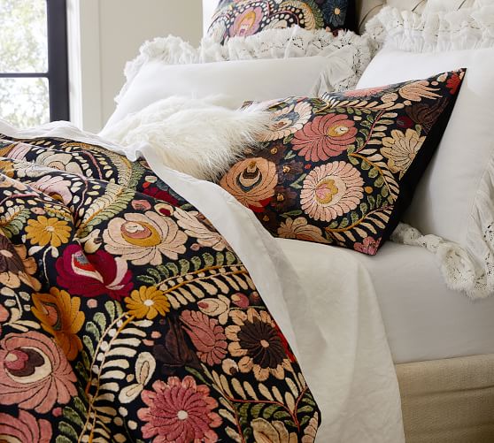 Helena Embroidered Floral Percale 