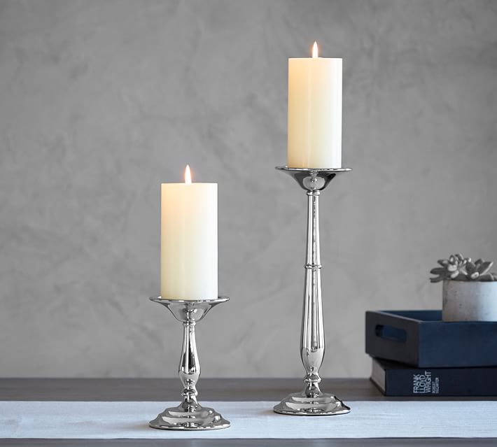 Arlington Nickel Pillar Holder | Candle Holder | Pottery Barn