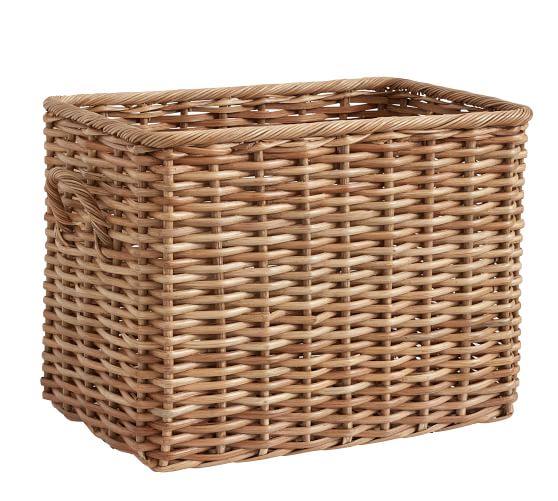 covered wicker storage baskets