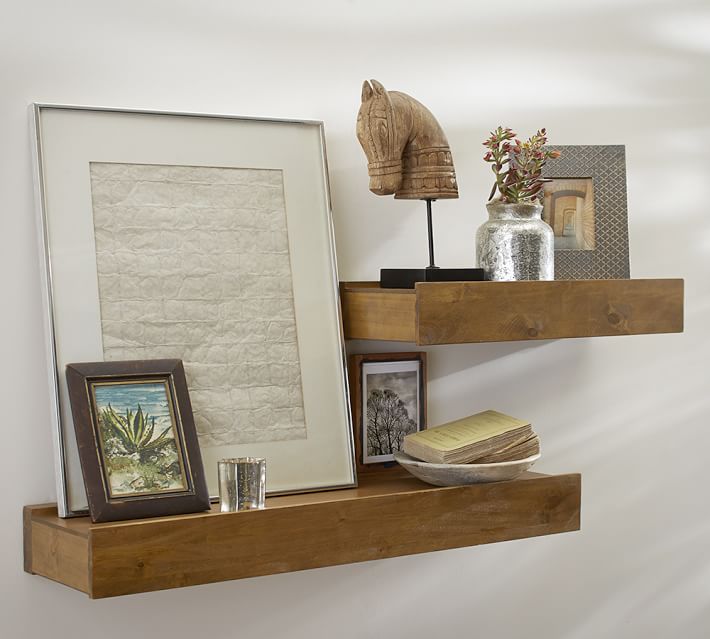 Rustic Wood Floating Shelves Pottery Barn