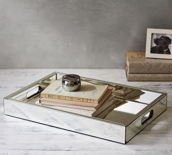 mirrored wood tray