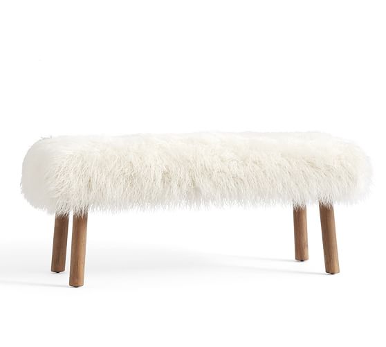 faux fur covered bench