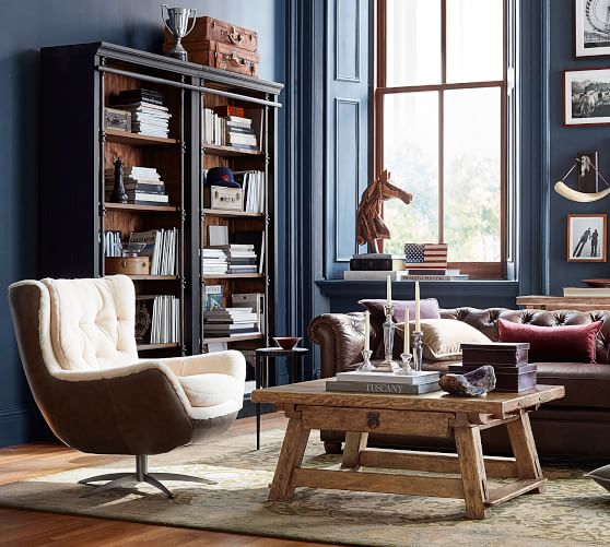 Wells Leather And Shearling Swivel Chair Pottery Barn - Pottery Barn Wells Tufted Leather Swivel Armchair Wells Leather And Shearling Swivel Chair Pottery Barn - Pottery Barn Wells Tufted Leather Swivel Armchair