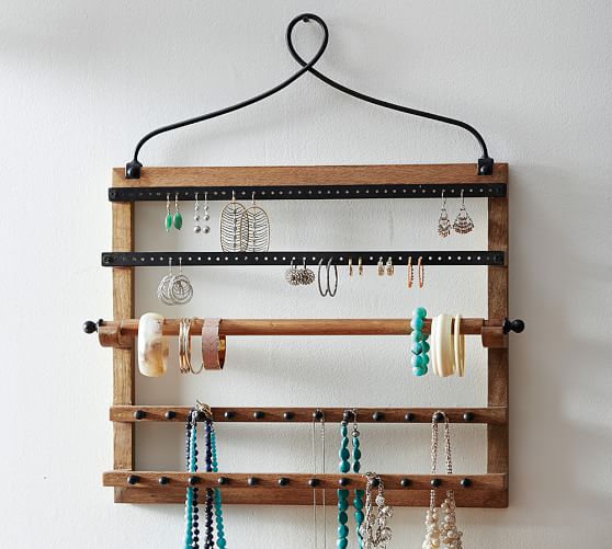 Wall Mounted Mango Wood Jewelry Organizer Pottery Barn - Wooden Jewelry Holder Wall Wall Mounted Mango Wood Jewelry Organizer Pottery Barn - Wooden Jewelry Holder Wall
