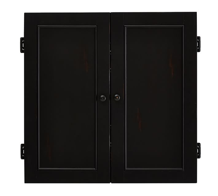 Dartboard Wood Cabinet Game Set - Black | Pottery Barn