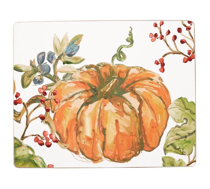 Harvest Pumpkin Cork Placemat - Set of 4 | Pottery Barn