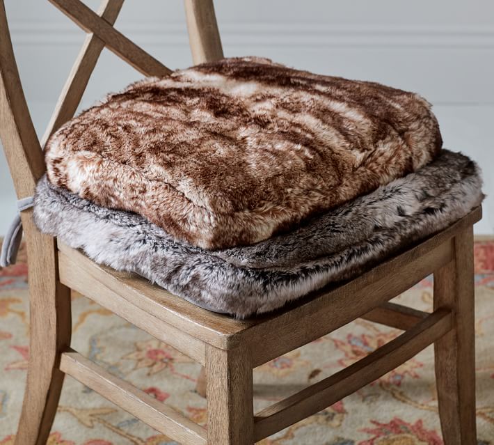 Pb Classic Faux Fur Wooden Dining Chair Cushion Pottery Barn