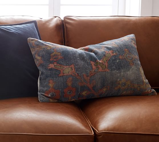 pottery barn leather pillow