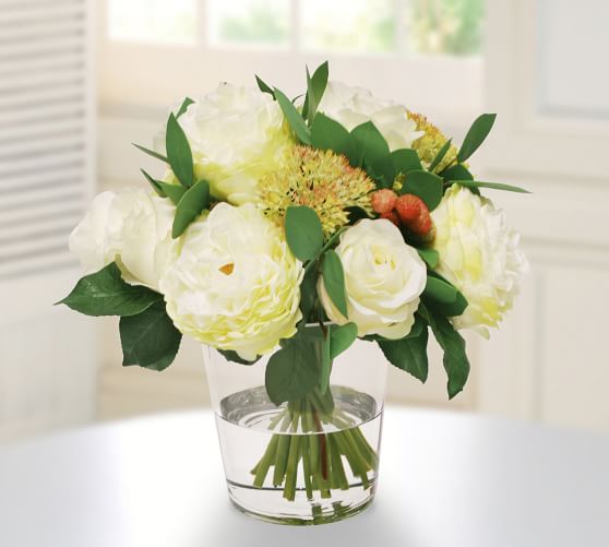 faux roses in vase