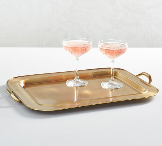 gold tray with handles