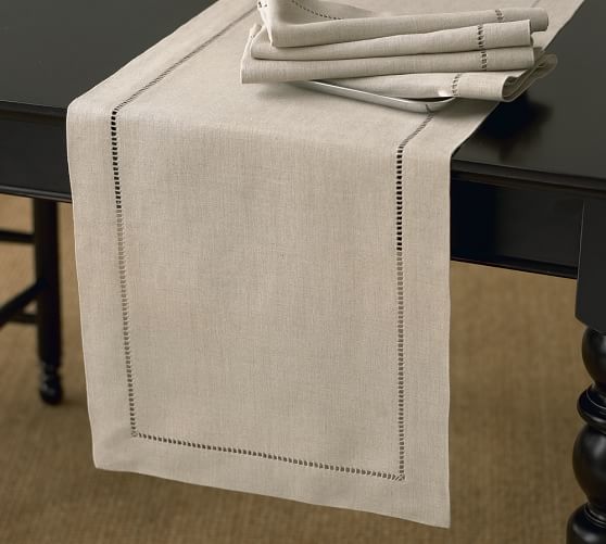 Linen Hemstitch Table Runner | Pottery Barn