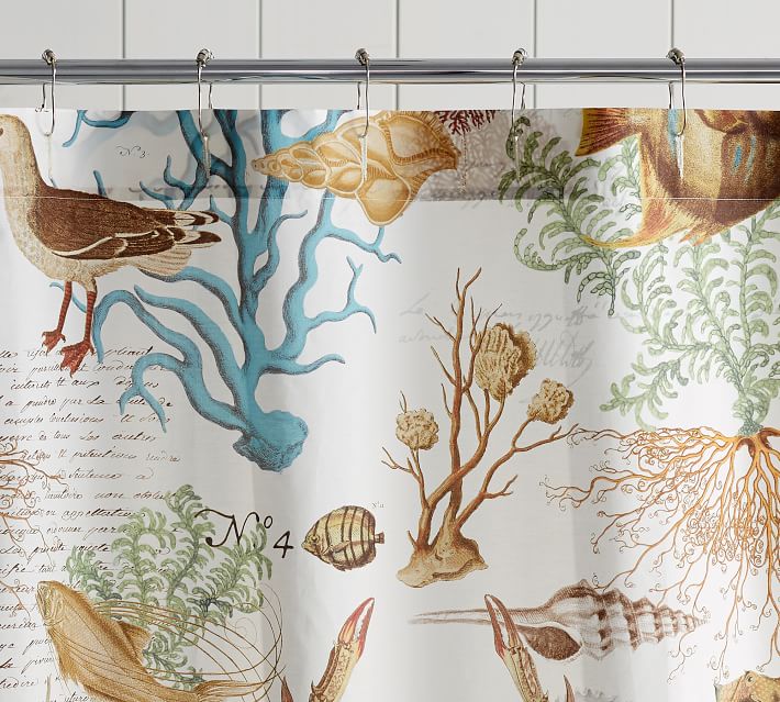 COASTAL SEALIFE BEACH THEMED 72/" SQUARE BATHROOM SHOWER CURTAIN