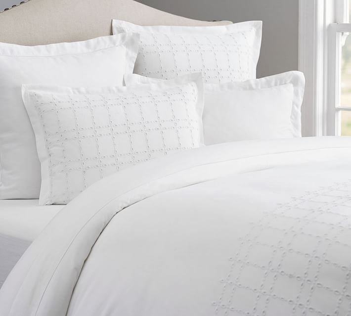 Eyelet Patterned Duvet Cover Sham Pottery Barn - White Eyelet Bedding Eyelet Patterned Duvet Cover Sham Pottery Barn - White Eyelet Bedding