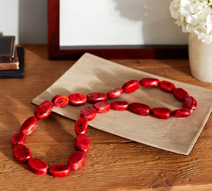 NEW POTTERY BARN VASE FILLER STRAND CORAL BEADS