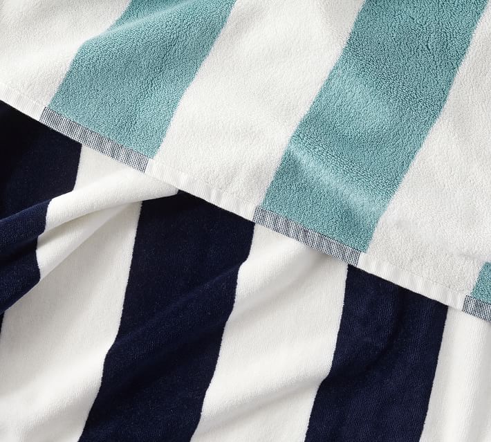 Reversible Awning Striped Beach Towel - Navy/Seabreeze | Pottery Barn