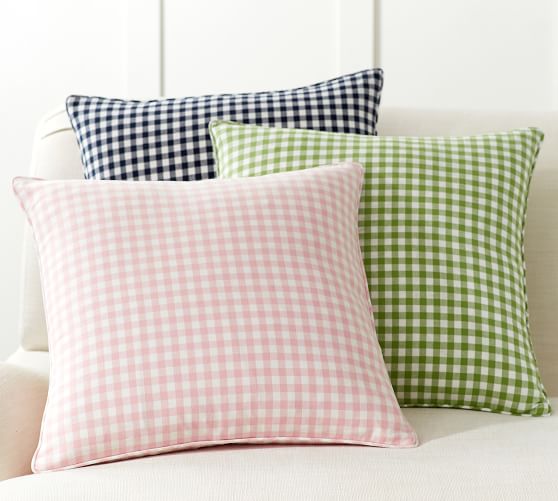 Piped Gingham Decorative Pillow Cover 