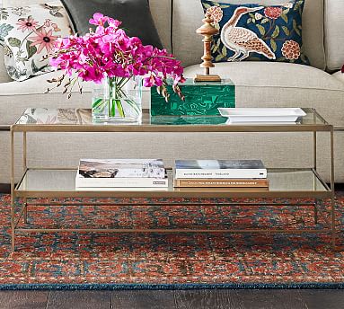 Leona 44 Glass Coffee Table Pottery Barn - Pottery Barn Glass Top Display Coffee Table