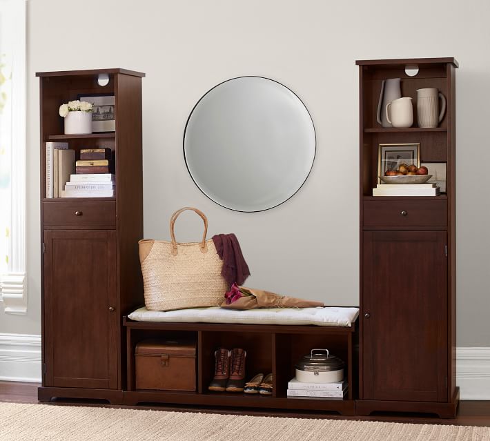 Samantha 3Piece Bench & Storage Tower Entryway Set, Mahogany Pottery Barn