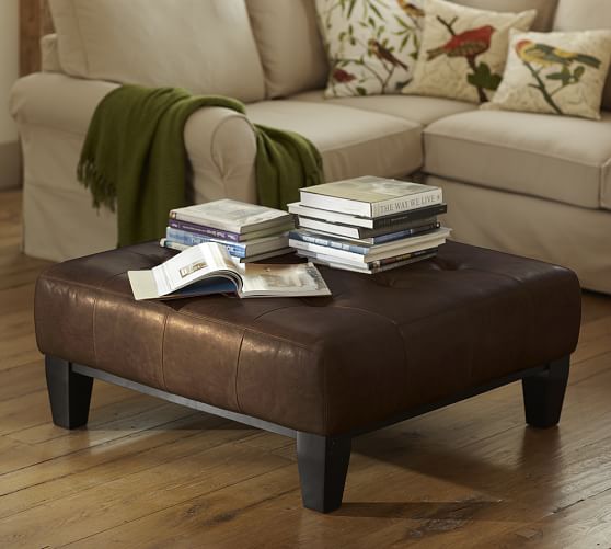 Sullivan Leather Ottoman Pottery Barn