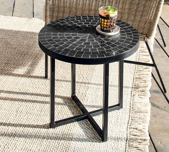 Black Tile Side Table Pottery Barn