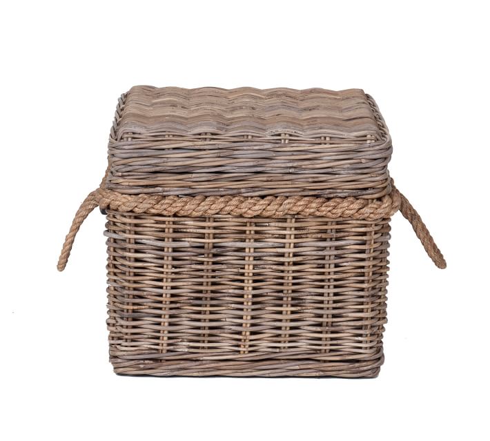 wicker storage cube with lid