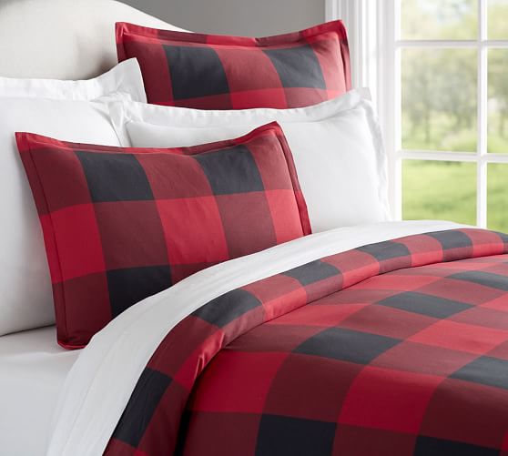 Buffalo Check Duvet Cover Full Queen Red Black Pottery Barn - Red Check Bedding Buffalo Check Duvet Cover Full Queen Red Black Pottery Barn - Red Check Bedding