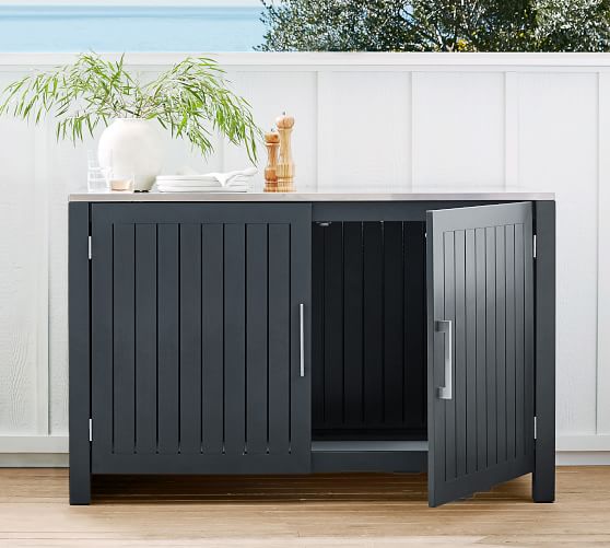 Indio Metal Outdoor Kitchen Double Cabinet Slate Pottery Barn