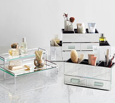 Mirrored Glass Makeup Storage | Pottery Barn